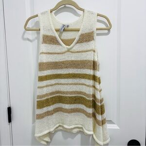 Cozy Co. By Cozy Casual Tan/White Stripe Sweater Tank